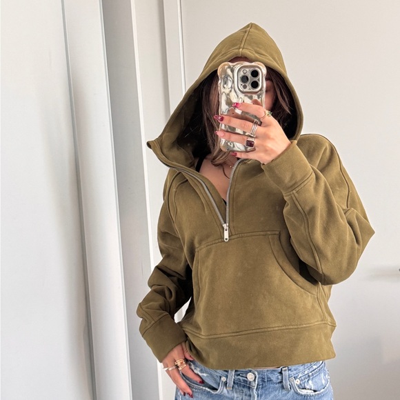Amazon Olive Women's Half-Zip Hoodie - Picture 2 of 4